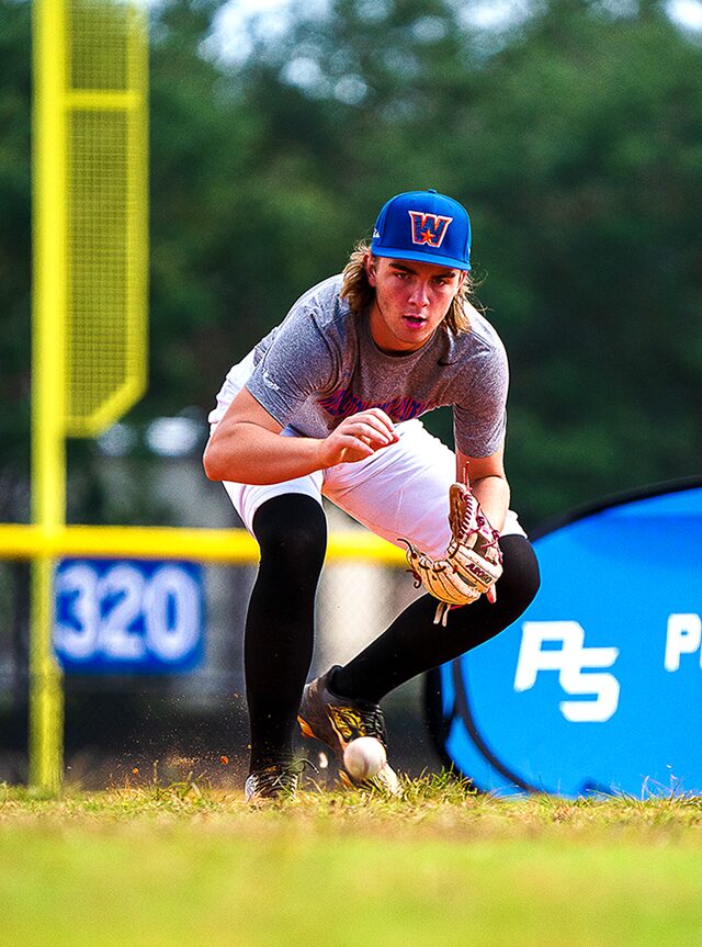 baseball player fielding ground ball